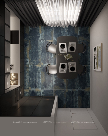 Дизайн Кухня в стиле Минимализм в синем цвете №13380 - 2 изображение