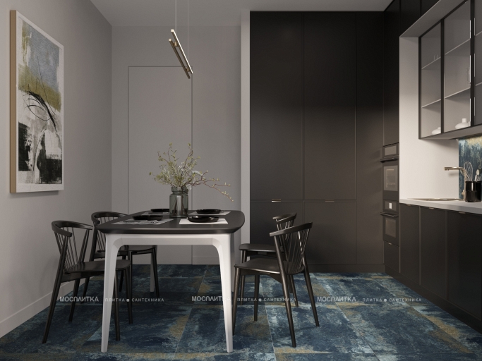 Дизайн Кухня в стиле Минимализм в синем цвете №13380 - 5 изображение
