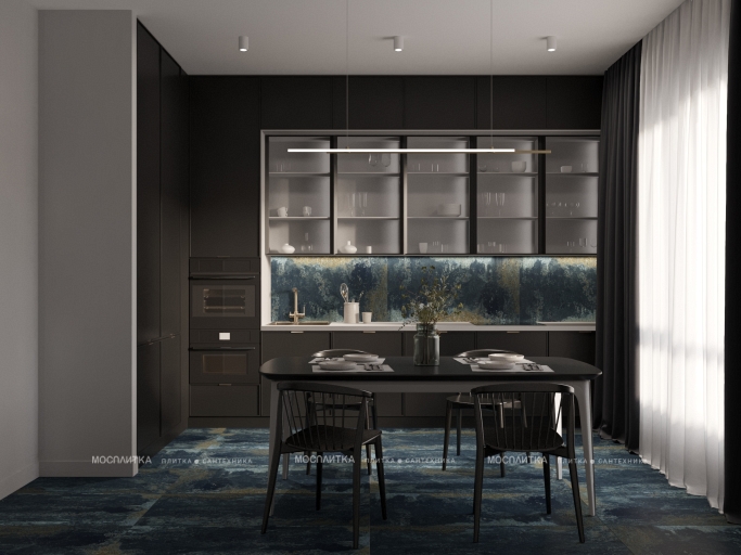 Дизайн Кухня в стиле Минимализм в синем цвете №13380 - 4 изображение