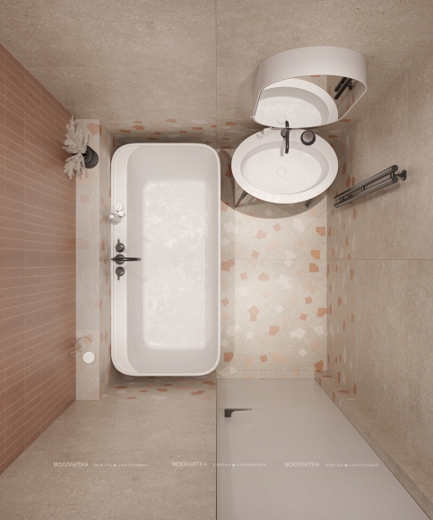 Дизайн Ванная в стиле Современный в коричневом цвете №13390 - 2 изображение