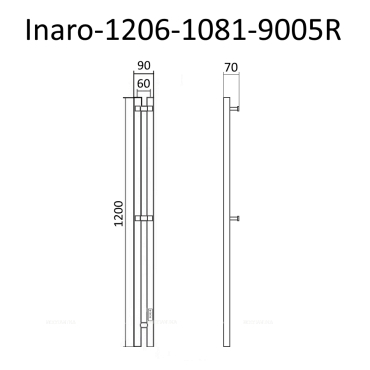 Полотенцесушитель электрический Маргроид Inaro профильный 120х9 см Inaro-1206-1081-9005R матовый черный - 5 изображение