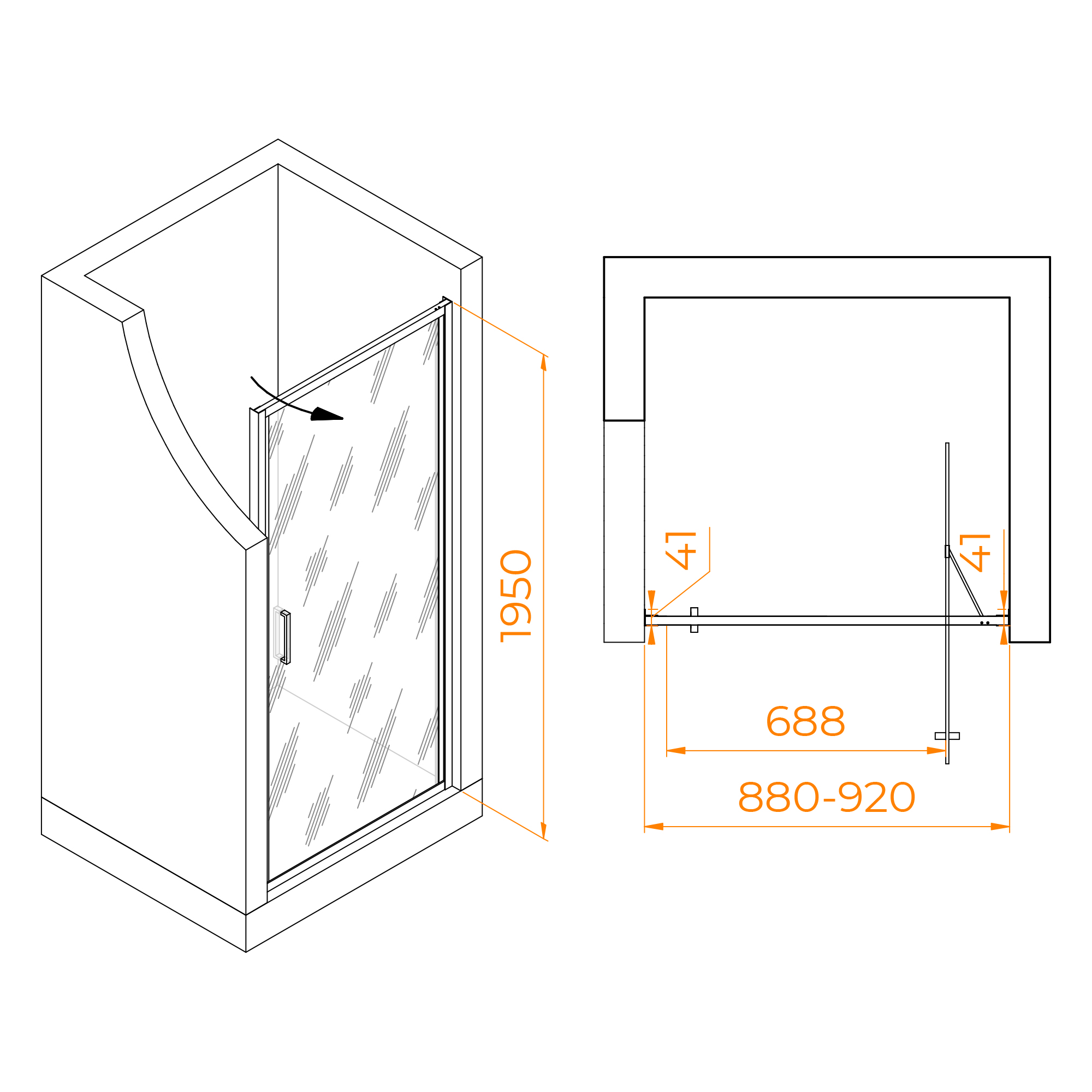 Душевая дверь RGW Stilvoll SV-05-B 90х195 см 70320509-14 профиль черный, стекло прозрачное