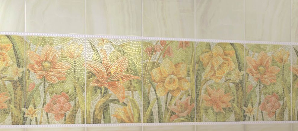 Керамическая плитка Kerama Marazzi Панно Летний сад светлый из 4 частей 20х30 (размер каждой части) 30х80 - изображение 5