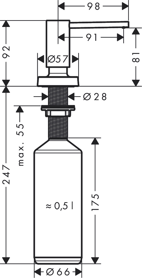 Дозатор для жидкого мыла Hansgrohe A51 40448800 нержавеющая сталь