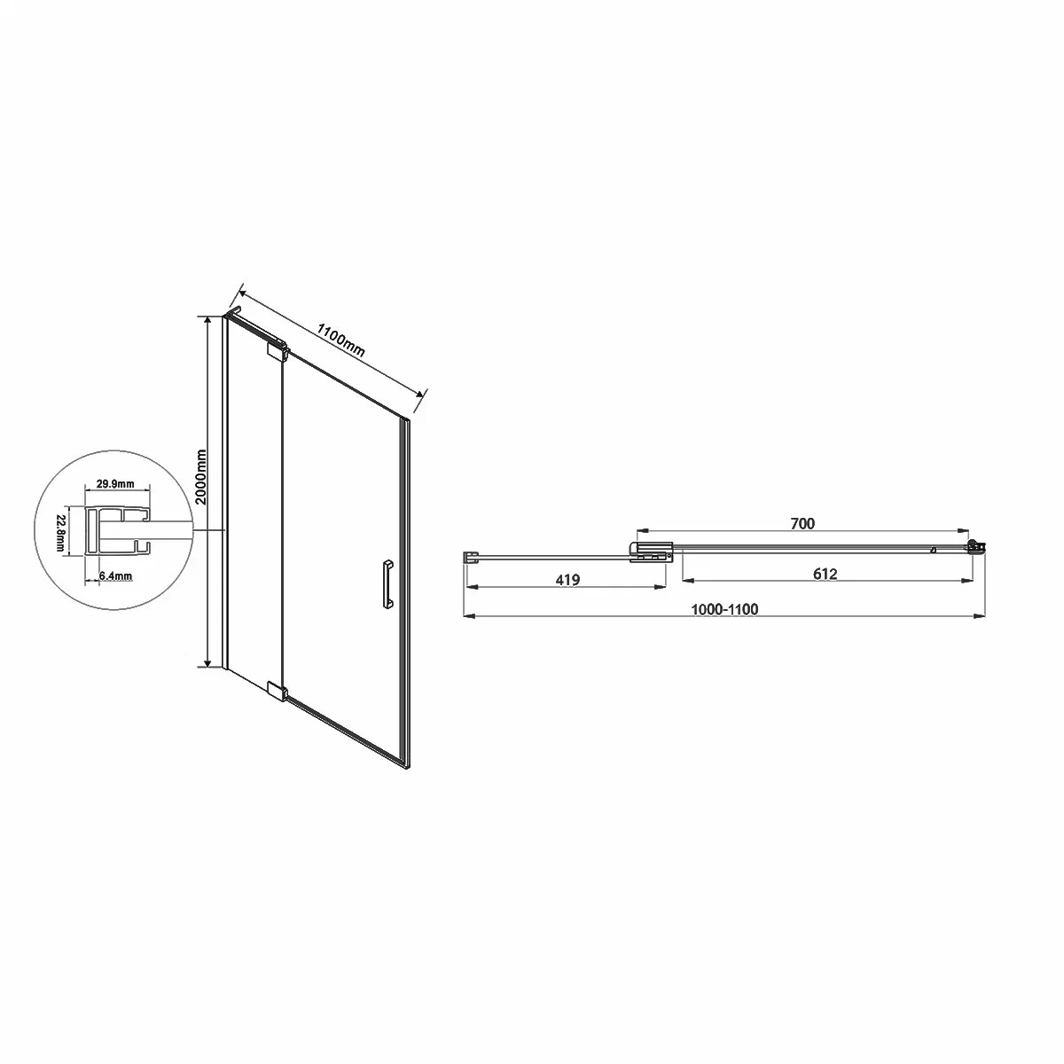 Душевая дверь Vincea Extra VDP-1E1011CL 100-110 см хром, стекло прозрачное - изображение 8
