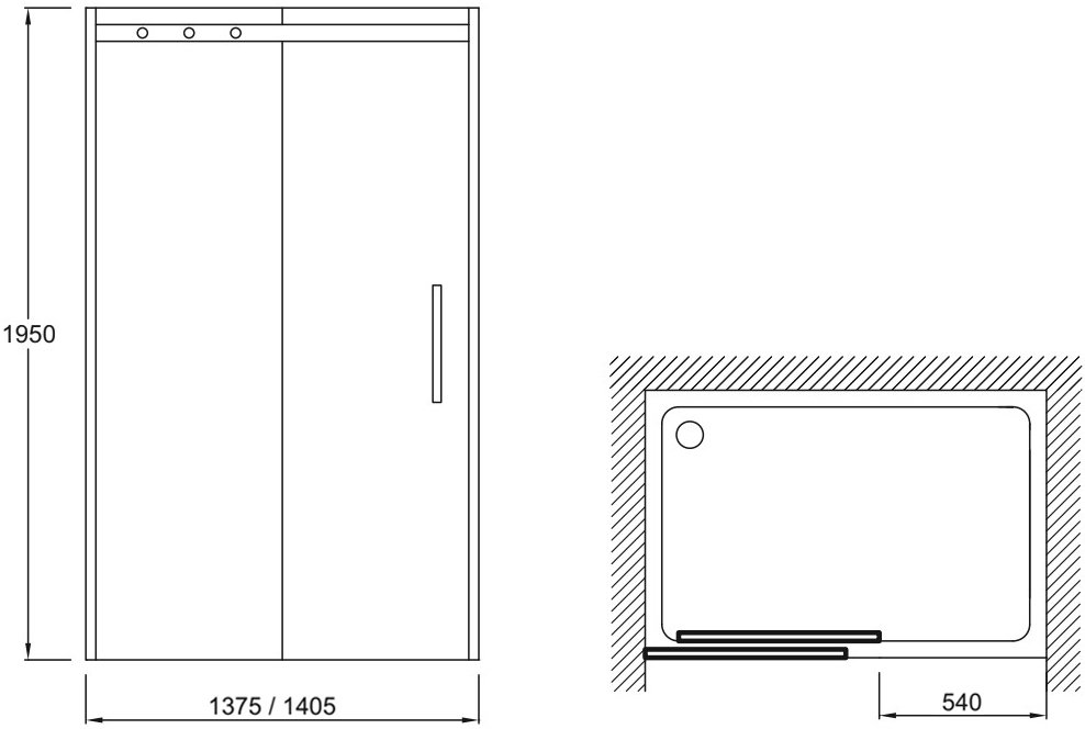 Душевая дверь Jacob Delafon Contra 140х195 см E22C140-BL профиль черный, стекло прозрачное
