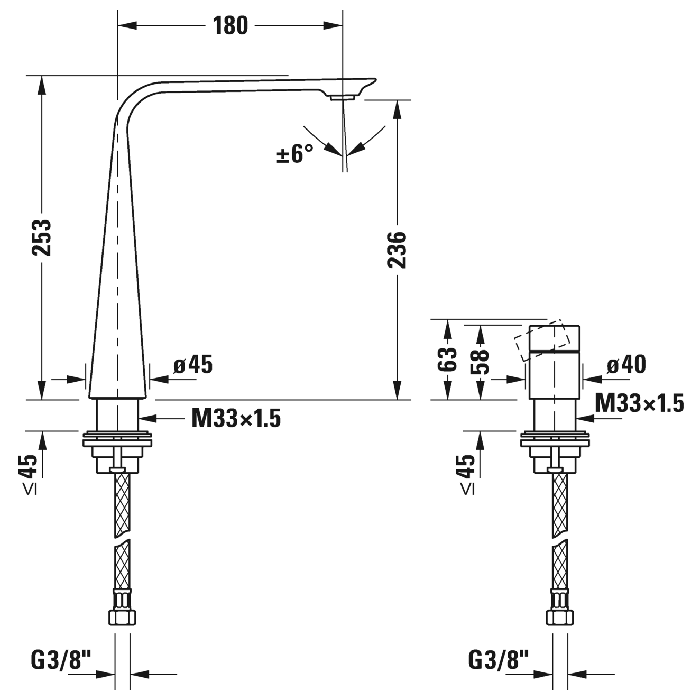 Смеситель Duravit D.1 D11130009010 для раковины высокий, ручка цилиндр, хром - изображение 2