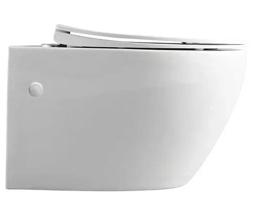 Комплект подвесной безободковый унитаз Vincea Intero VT1-21 с сиденьем soft-close, белый  +  инсталляция Geberit Duofix 458.124.21.5 с кнопкой, хром глянцевый
