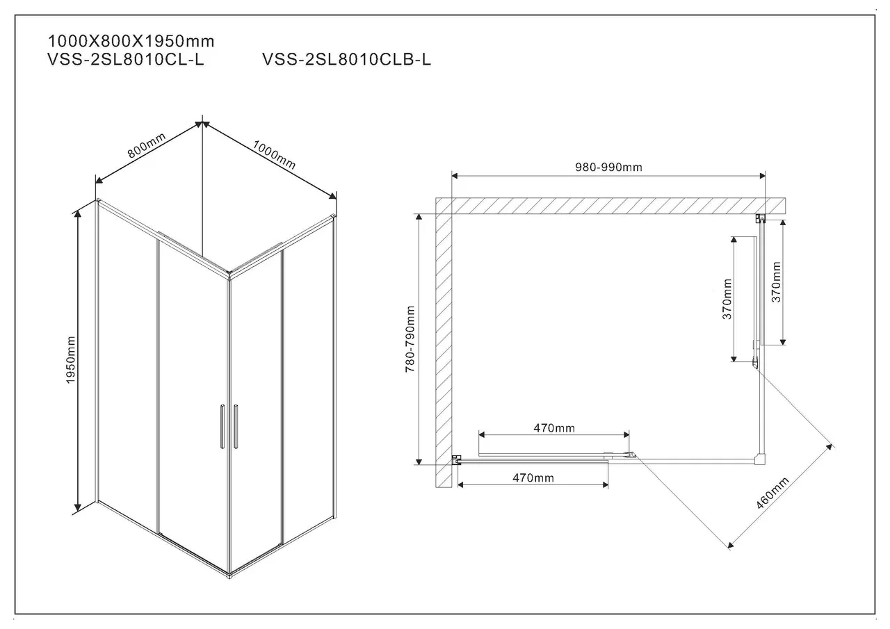 Душевой уголок Vincea Slim VSS-2SL8010CL-L 100x80 см хром, стекло прозрачное, левый, Easy Clean - изображение 6