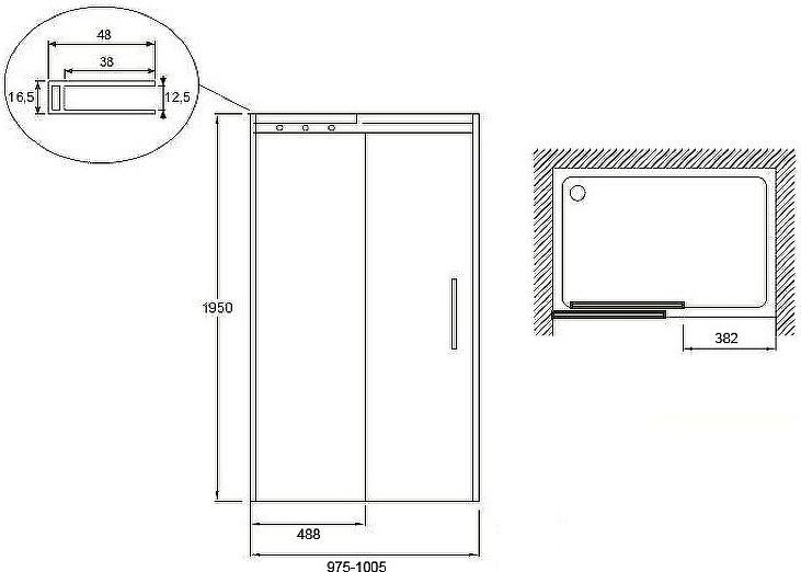 Душевая дверь Jacob Delafon Contra 100х195 см E22C100-GA профиль хром, стекло прозрачное