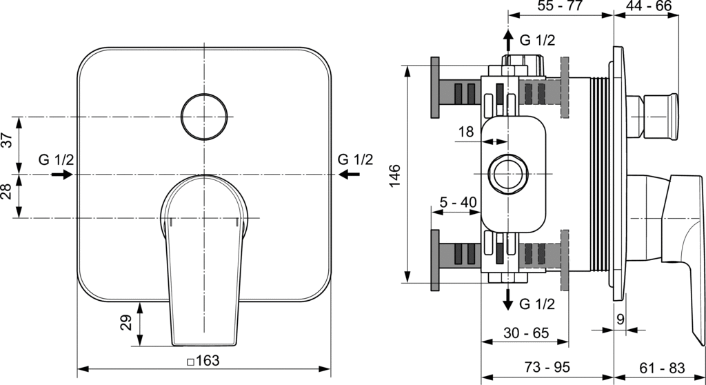 Смеситель Ideal Standard Tesi для ванны с душем A6586AA хром - 2 изображение