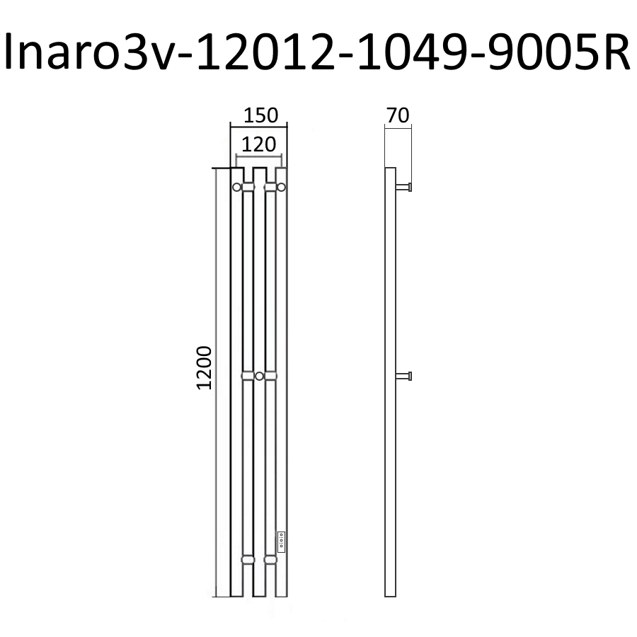 Полотенцесушитель электрический Маргроид Inaro 120х15 см Inaro3v-12012-1049-9005R матовый черный