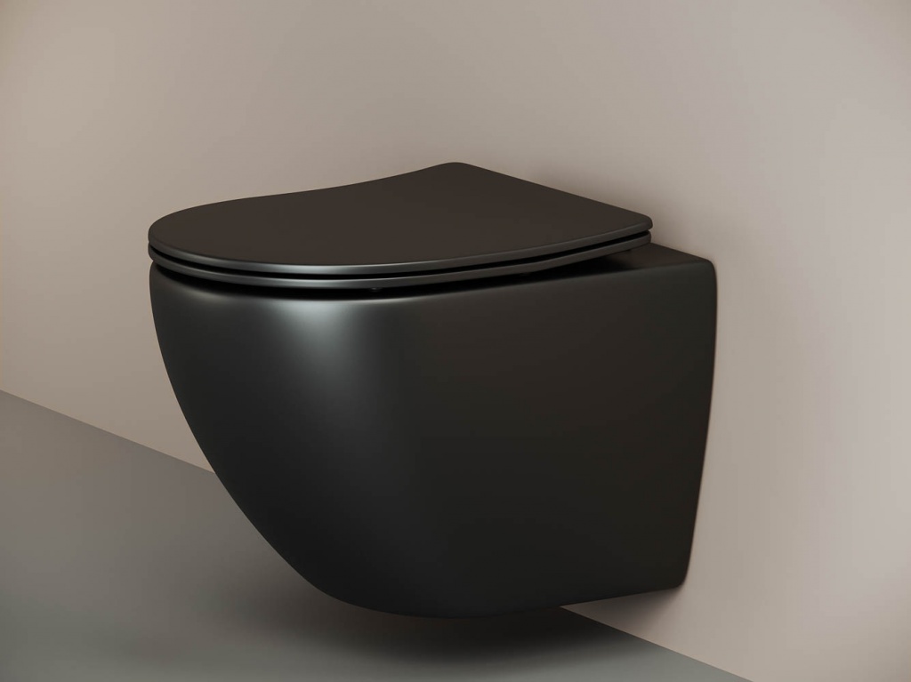 Комплект подвесной безободковый унитаз Ceramica Nova Metropol Rimless CN4002MB с микролифтом  +  система инсталляции Envision CN1001B с кнопкой смыва Round чёрный матовый и шумоизоляционной панелью