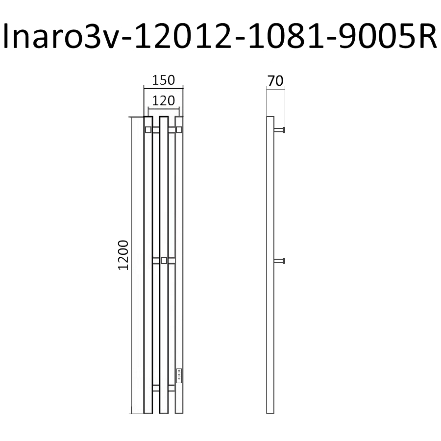 Полотенцесушитель электрический Маргроид Inaro профильный 120х15 см Inaro3v-12012-1081-9005R матовый черный