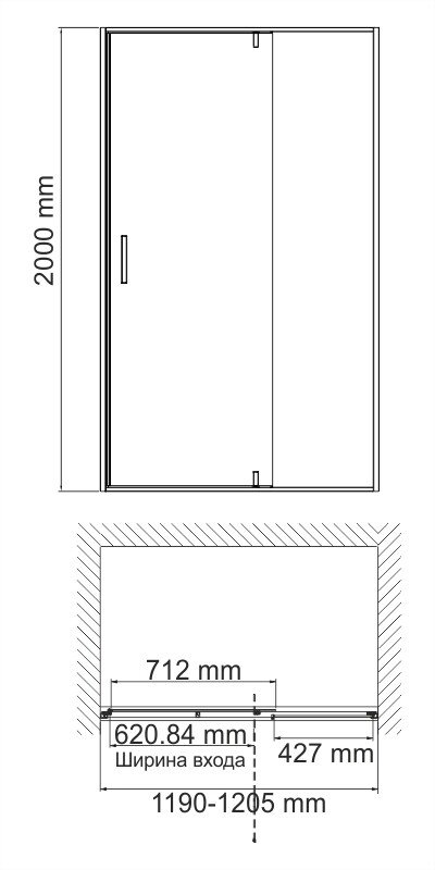 Душевая дверь Wasserkraft Neime 19P05 120x200см прозрачная