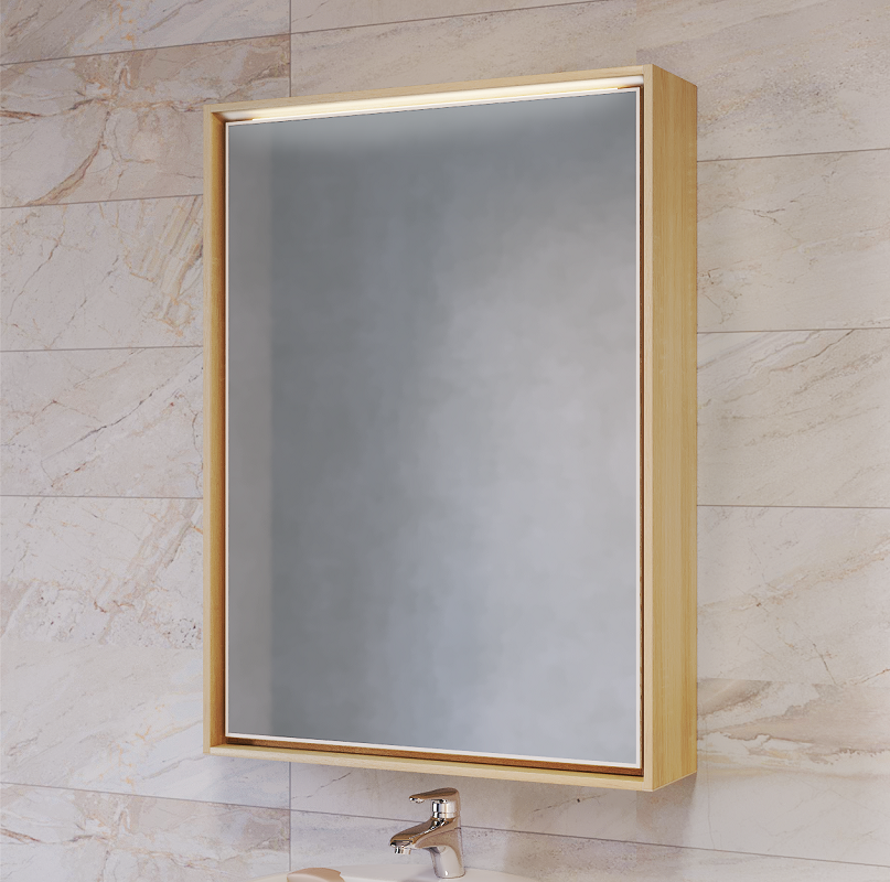 Зеркальный шкаф Raval Frame Fra.03.60/W-DS, 60 см, с подсветкой, дуб сонома