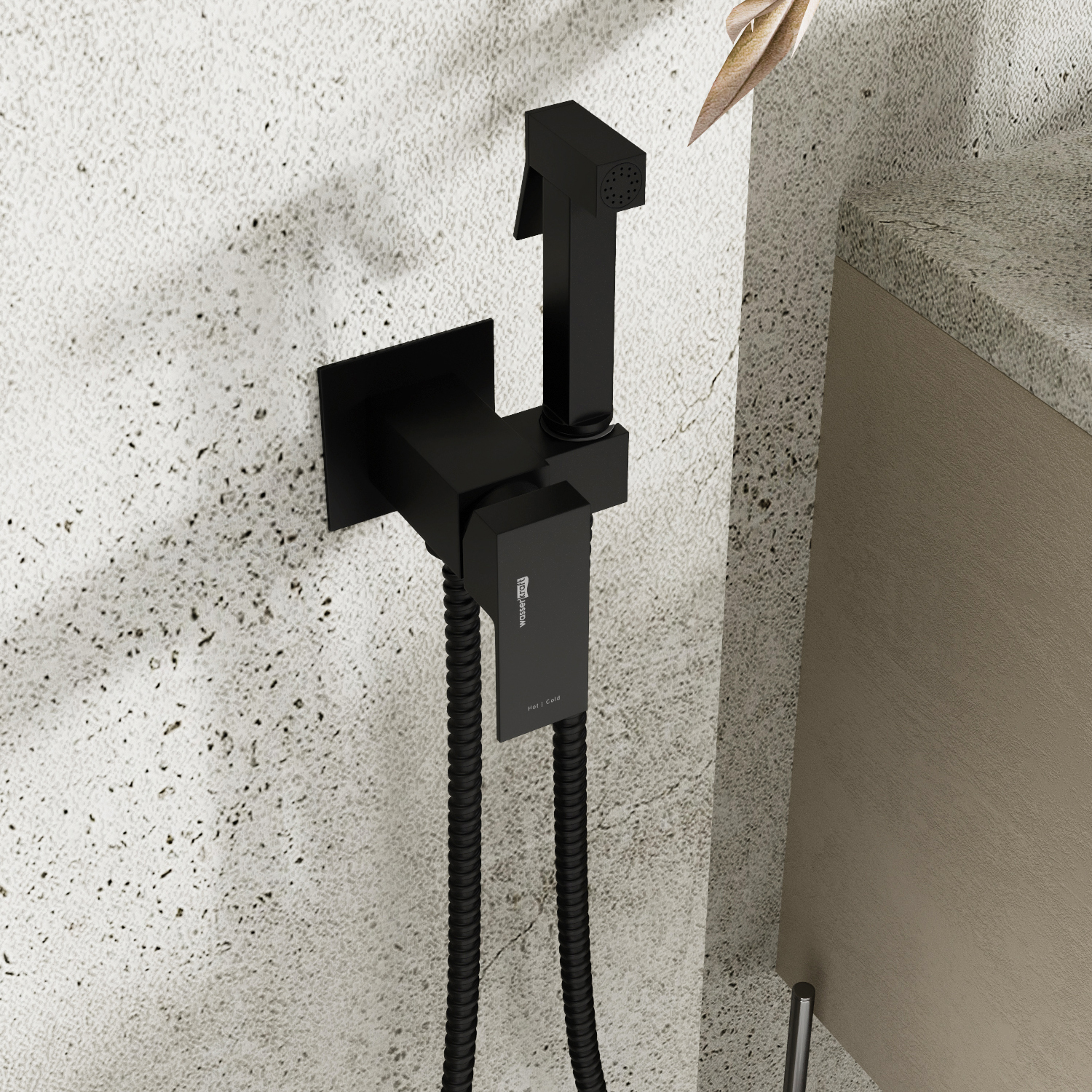 Гигиенический душ Wasserkraft A71638 со смесителем, покрытие Soft-touch, черный матовый