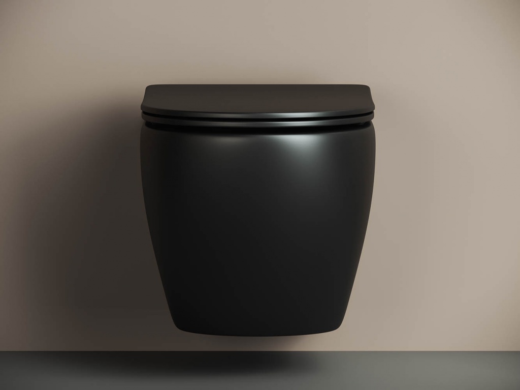 Комплект подвесной безободковый унитаз Ceramica Nova Metropol Rimless с крышкой-сиденьем CN4002MB, черный матовый  +  инсталляция Am.Pm ProC I012707.0238 с клавишей смыва ProC S, чёрная матовая