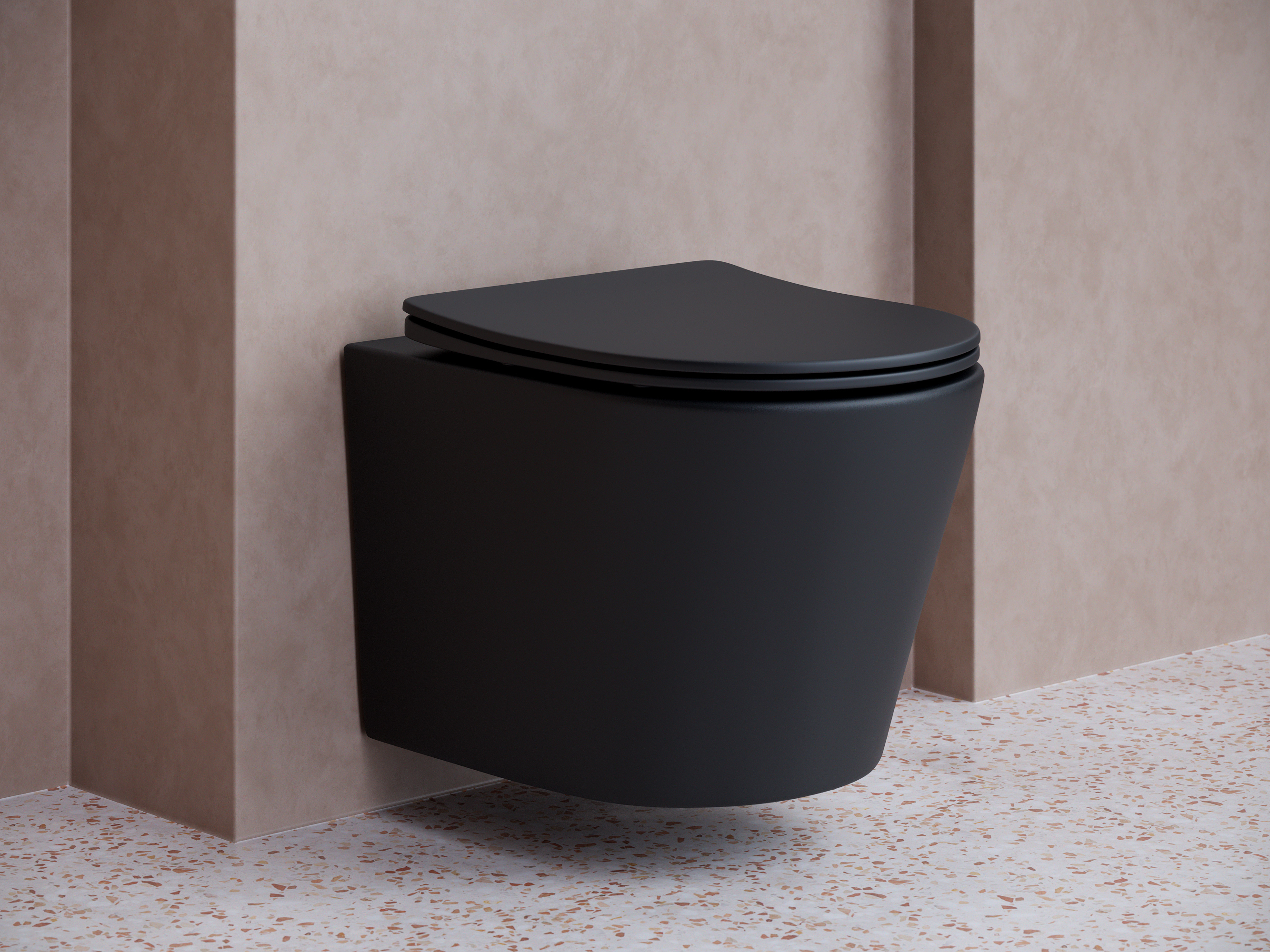 Комплект подвесной безободковый унитаз Ceramica Nova Balearica CN6000MB Черный матовый с сиденьем Микролифт  +  инсталляция Creto Standart 1.0