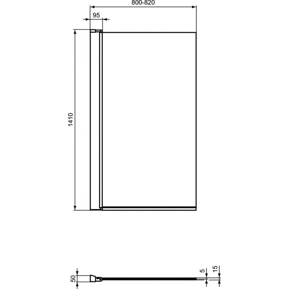 Шторка для ванны 80x140 см для прямоугольной ванны Ideal Standard CONNECT 2 T9923V3