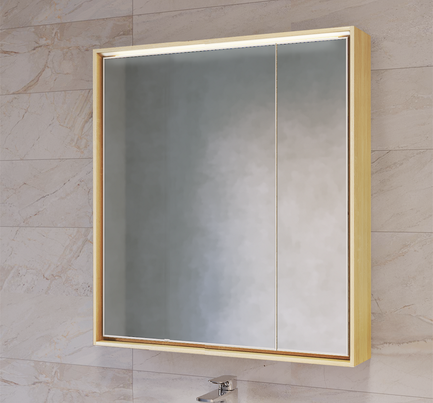 Зеркальный шкаф Raval Frame Fra.03.75/DS, 75 см, с подсветкой, дуб сонома