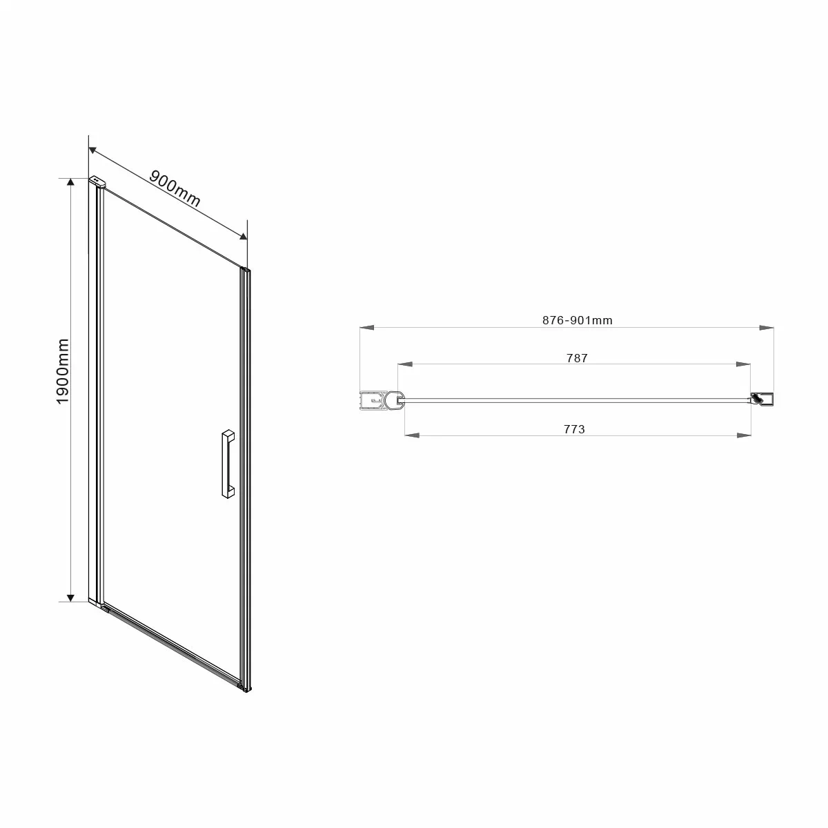 Душевая дверь Vincea Orta 90 см черный, стекло прозрачное, VDP-1O900CLB - 7 изображение