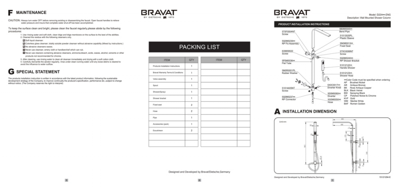 Душевая стойка Bravat Arc D224K-ENG без смесителя