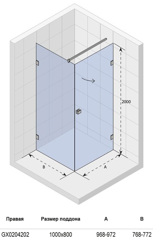 Душевой уголок прямоугольный Riho Scandic M201 100x80 см