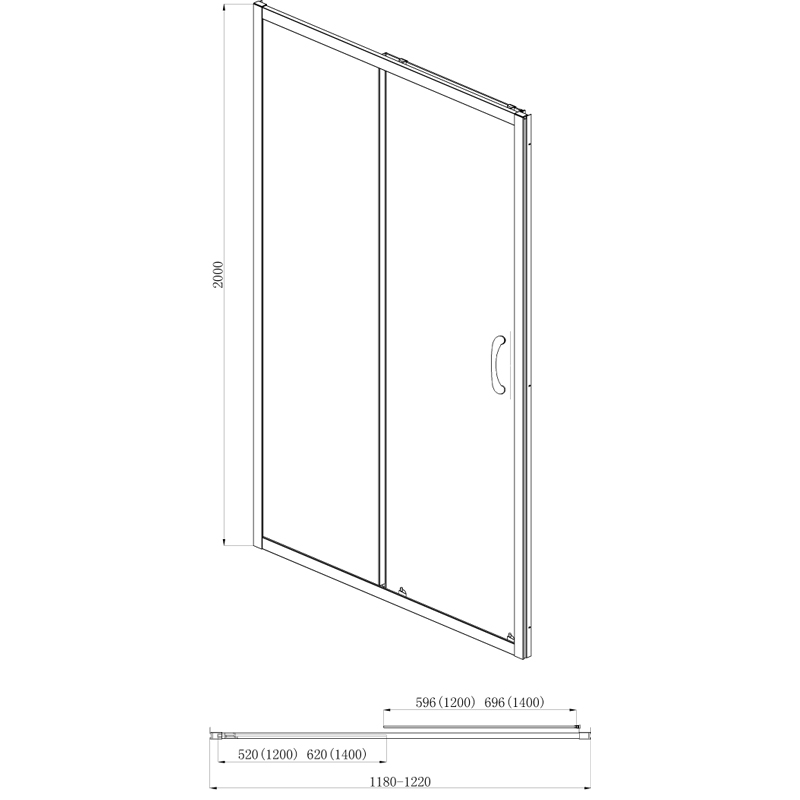 Душевая дверь Azario Milton 140х200 см AZ-ND6121 1400 профиль серебро, стекло прозрачное