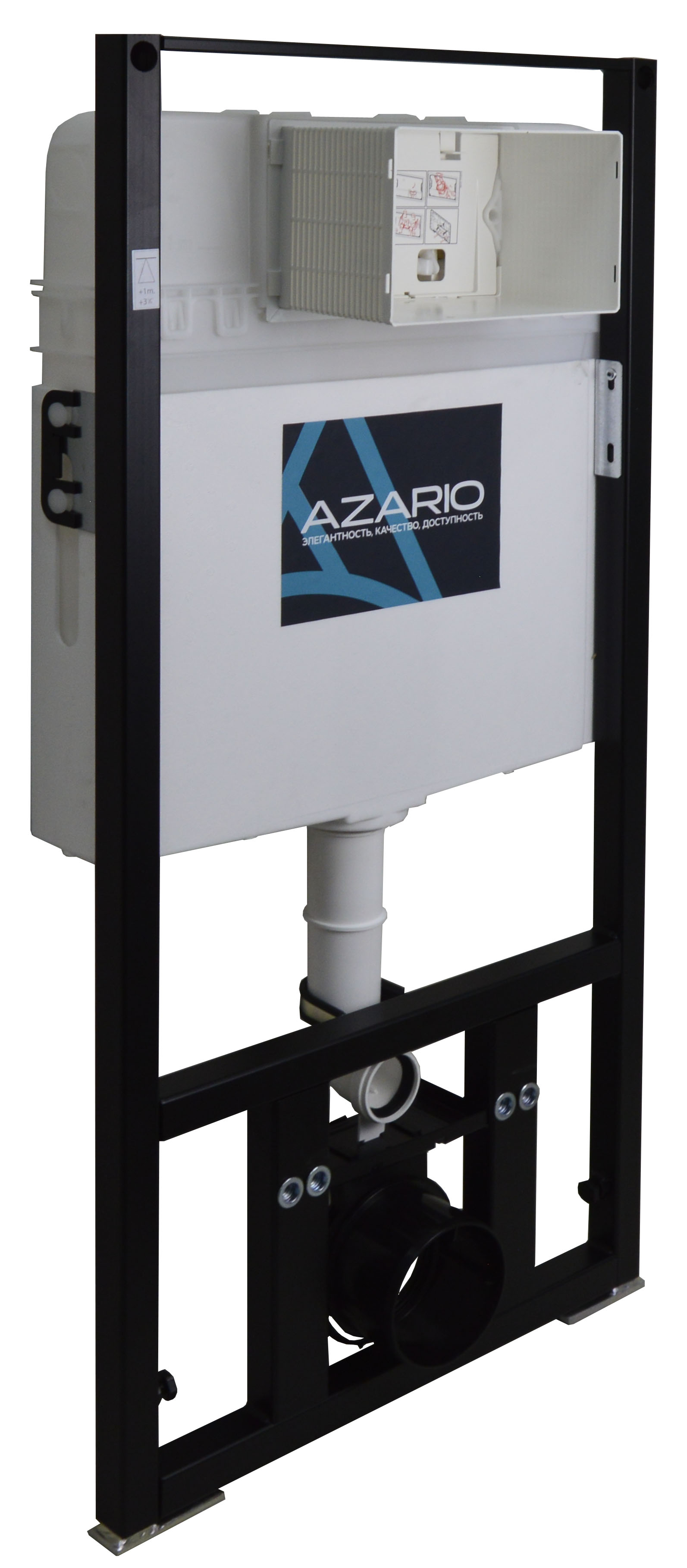 Комплект подвесной безободковый унитаз Azario Fora AZ-8010-1000 + AZ-8200-0010 + AZ-0017 E-R с микролифтом  +  система инсталляции с кнопкой смыва хром матовый