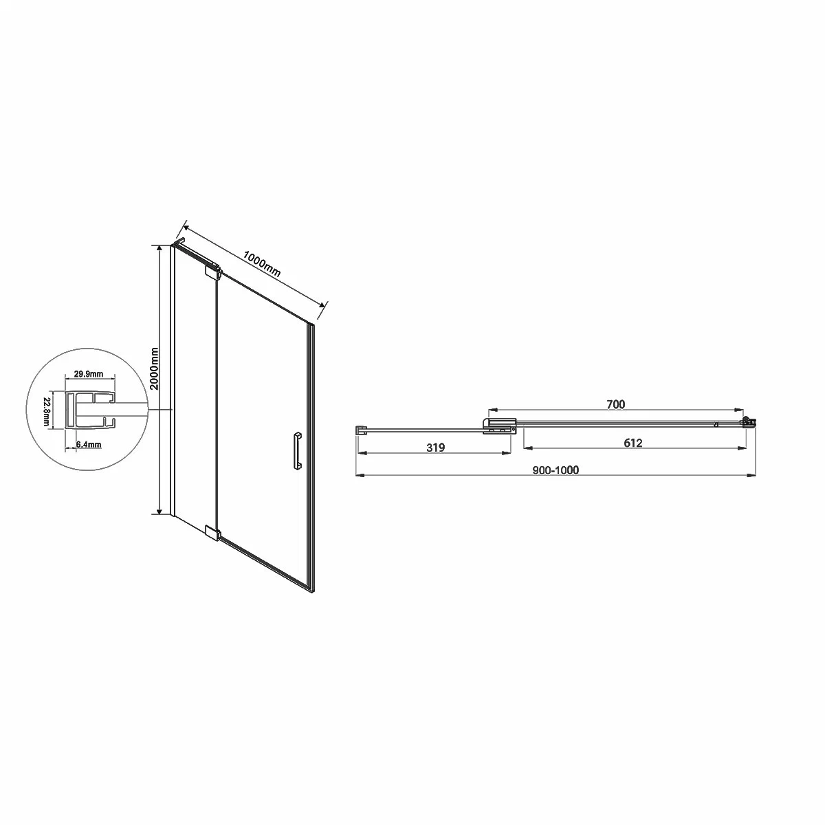 Душевая дверь Vincea Extra VDP-1E9010CL 90/100 см хром, стекло прозрачное - изображение 8