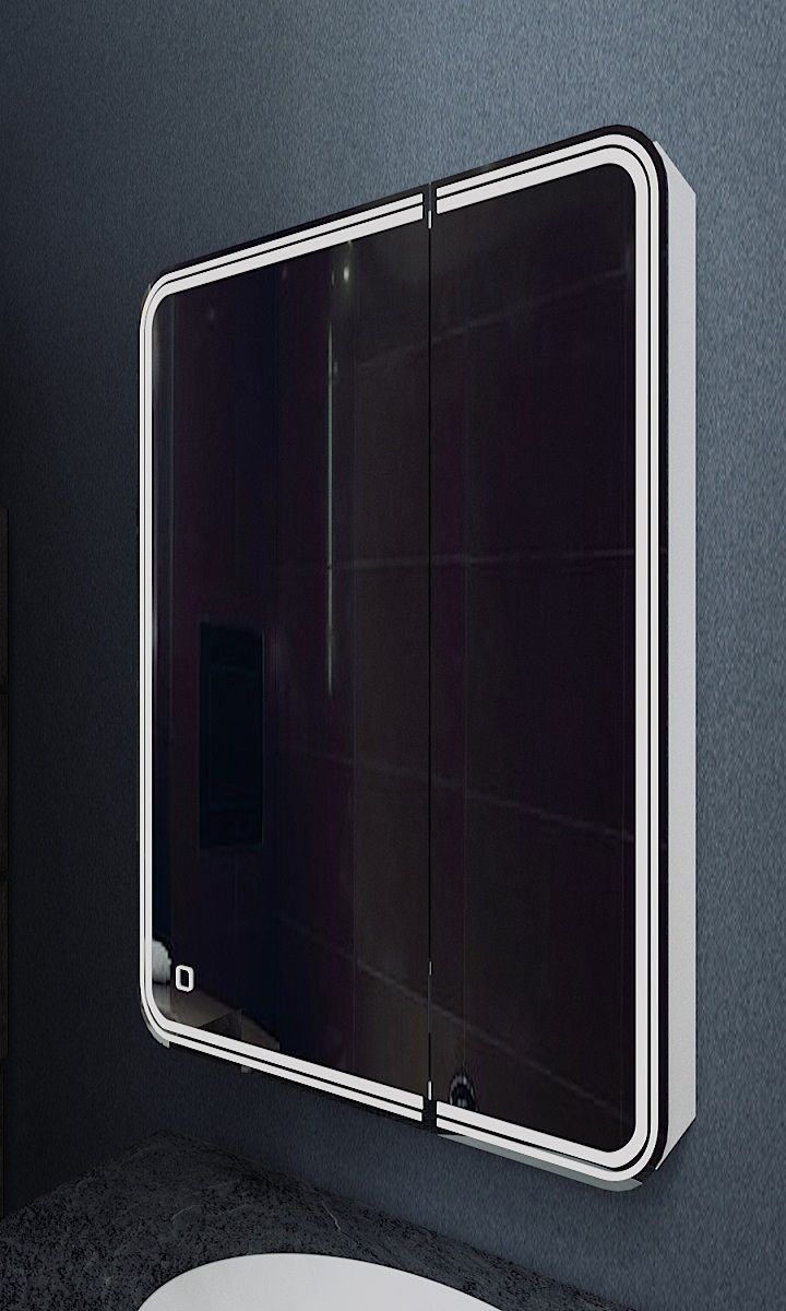 Зеркальный шкаф Art&Max Verona 70 см AM-Ver-700-800-2D-L-DS-F с подсветкой, белый