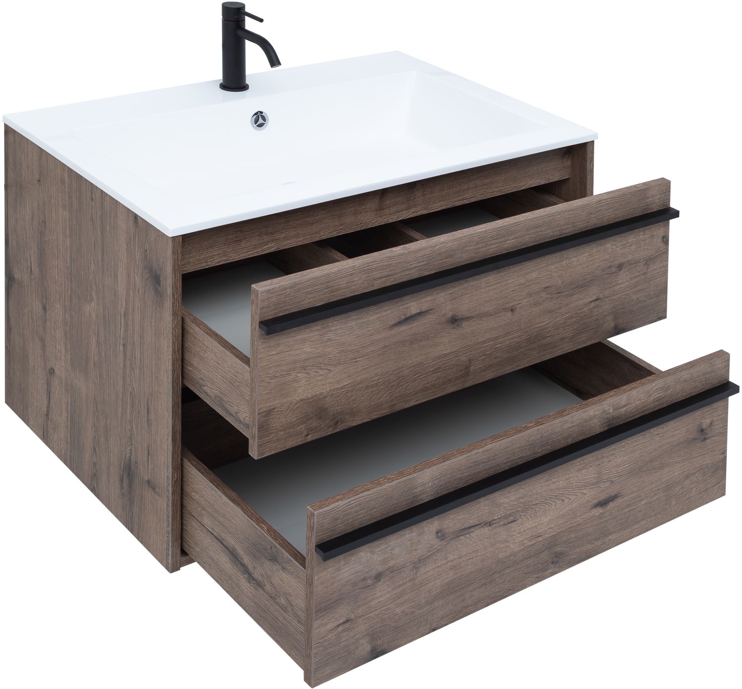 Комплект мебели для ванной Aquanet Lino 80 см, черный, коричневый