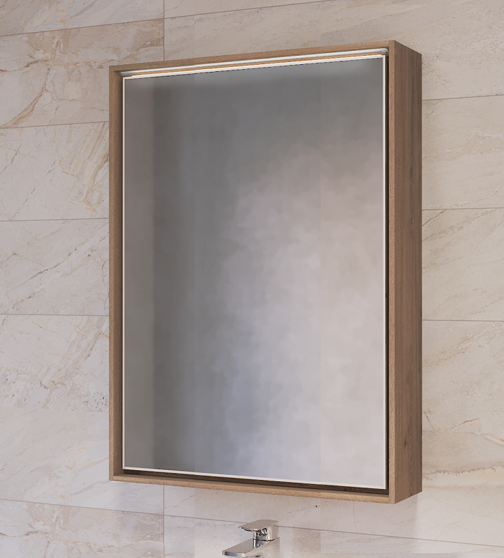 Зеркальный шкаф Raval Frame Fra.03.60/DT, 60 см, с подсветкой, дуб трюфель