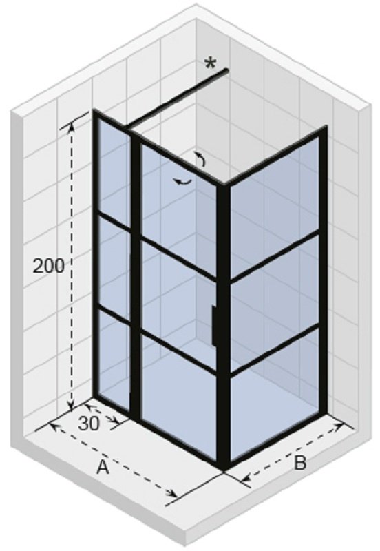 Душевой уголок Riho Grid XL GB203 GB2130090 130x90x200 см стекло прозрачное профиль черный с панелью 30 см
