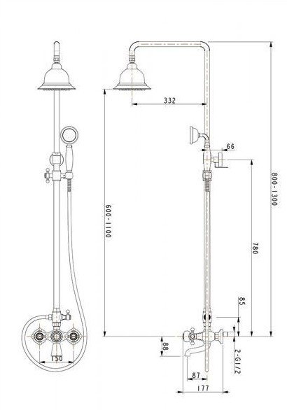 Душевая стойка Timo Nelson SX-1190 chrome, 3-х режимная, хром
