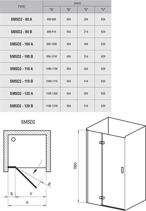 Душевая дверь Ravak SMARTLINE SMSD2-100 B-R хром+ прозрачное стекло