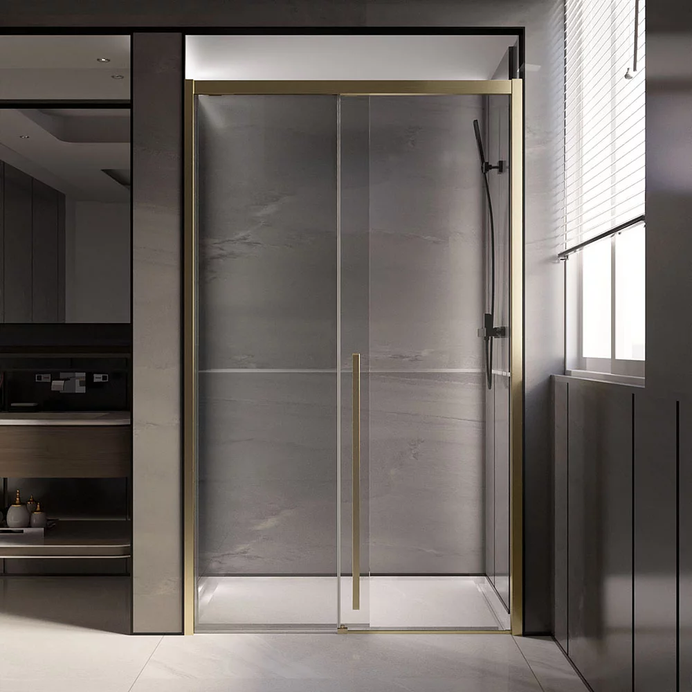 Душевая дверь Veconi Premium Trento PTD-30G, 150х200, золото, стекло прозрачное
