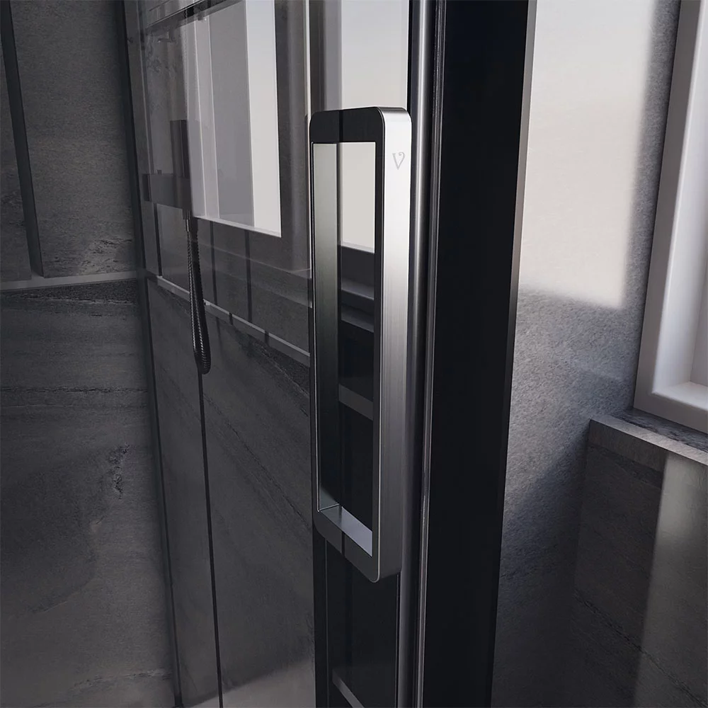 Душевая дверь Veconi Premium Trento PTD-40GR, 120х200, брашированный графит, стекло прозрачное