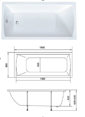 Акриловая ванна 1MarKa Modern MG 190*80