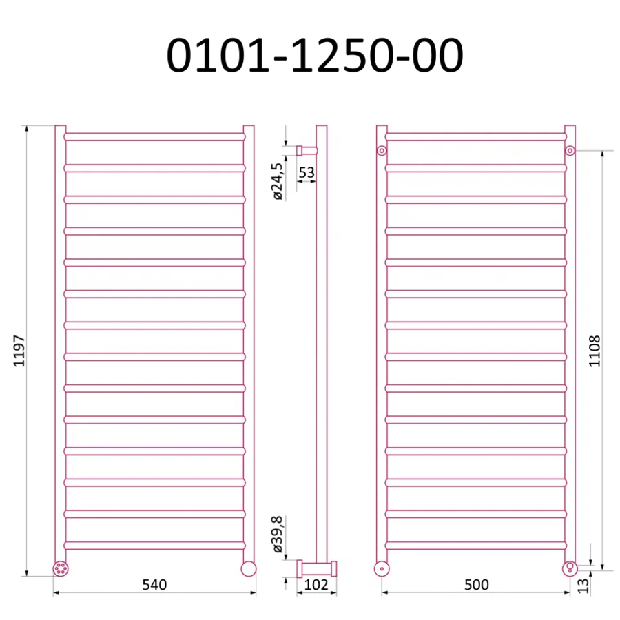 Полотенцесушитель электрический Izgib ЭДР FLORIDA 1200х500 левый (хром)
