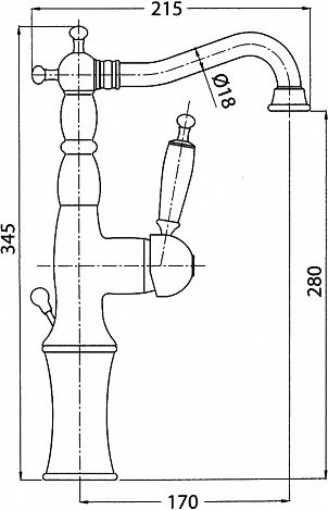 Смеситель для раковины Bugnatese Oxford 6317BR, с донным клапаном, бронза