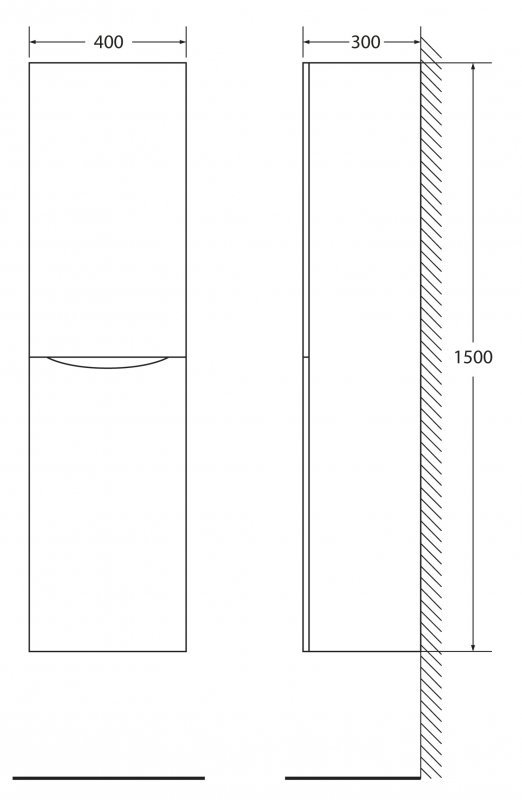 Шкаф-пенал подвесной BelBagno FLY-MARINO-1500-2A-SC-BO-P-R, 40 х 30 х 150 см, Bianco Opaco/белый матовый, правосторонний