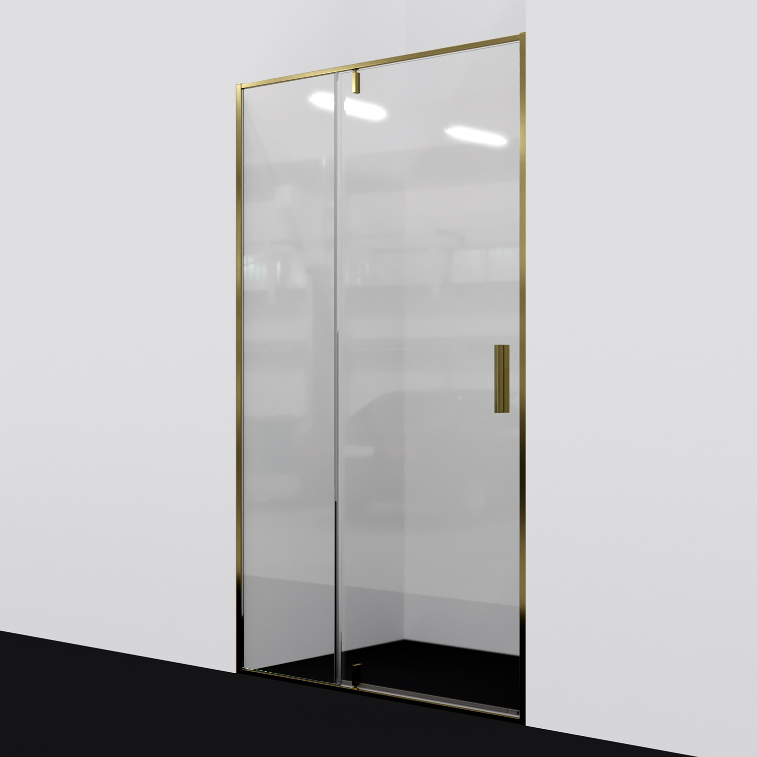 Душевая дверь Wasserkraft Aisch 100х200 см 55P12 профиль золото, стекло прозрачное