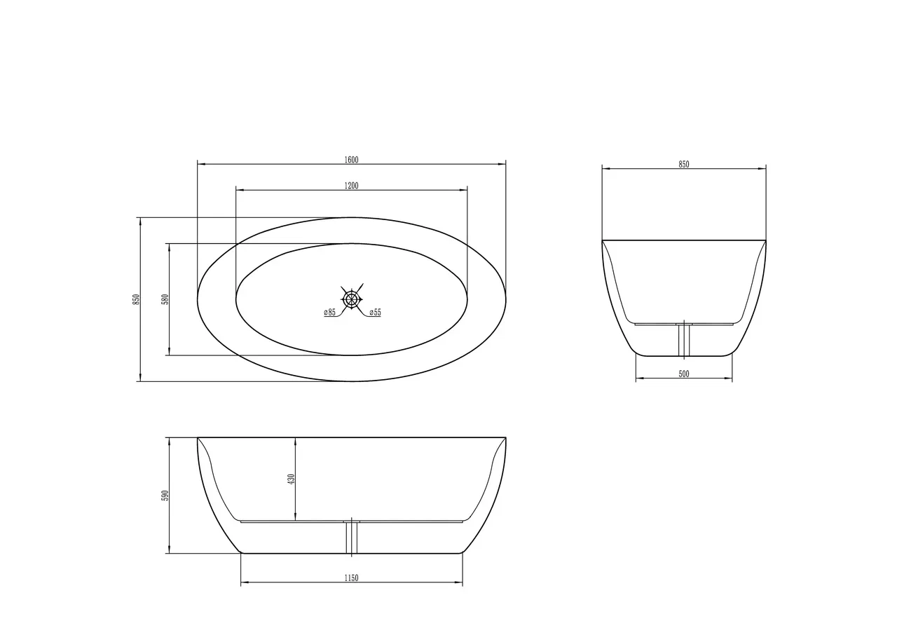 Акриловая ванна Vincea VBT-101 160 см белая - 3 изображение