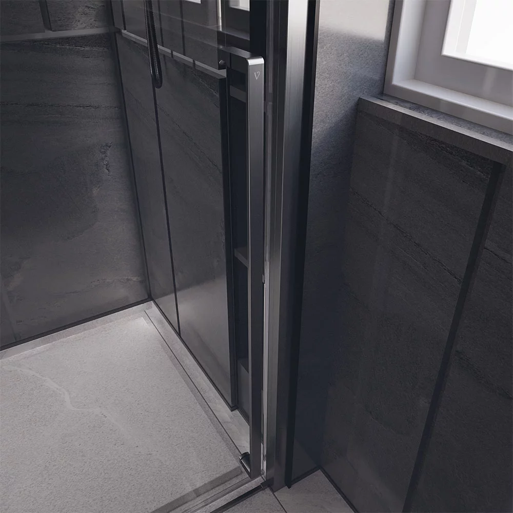 Душевая дверь Veconi Premium Trento PTD-30GR, 140х200, брашированный графит, стекло прозрачное