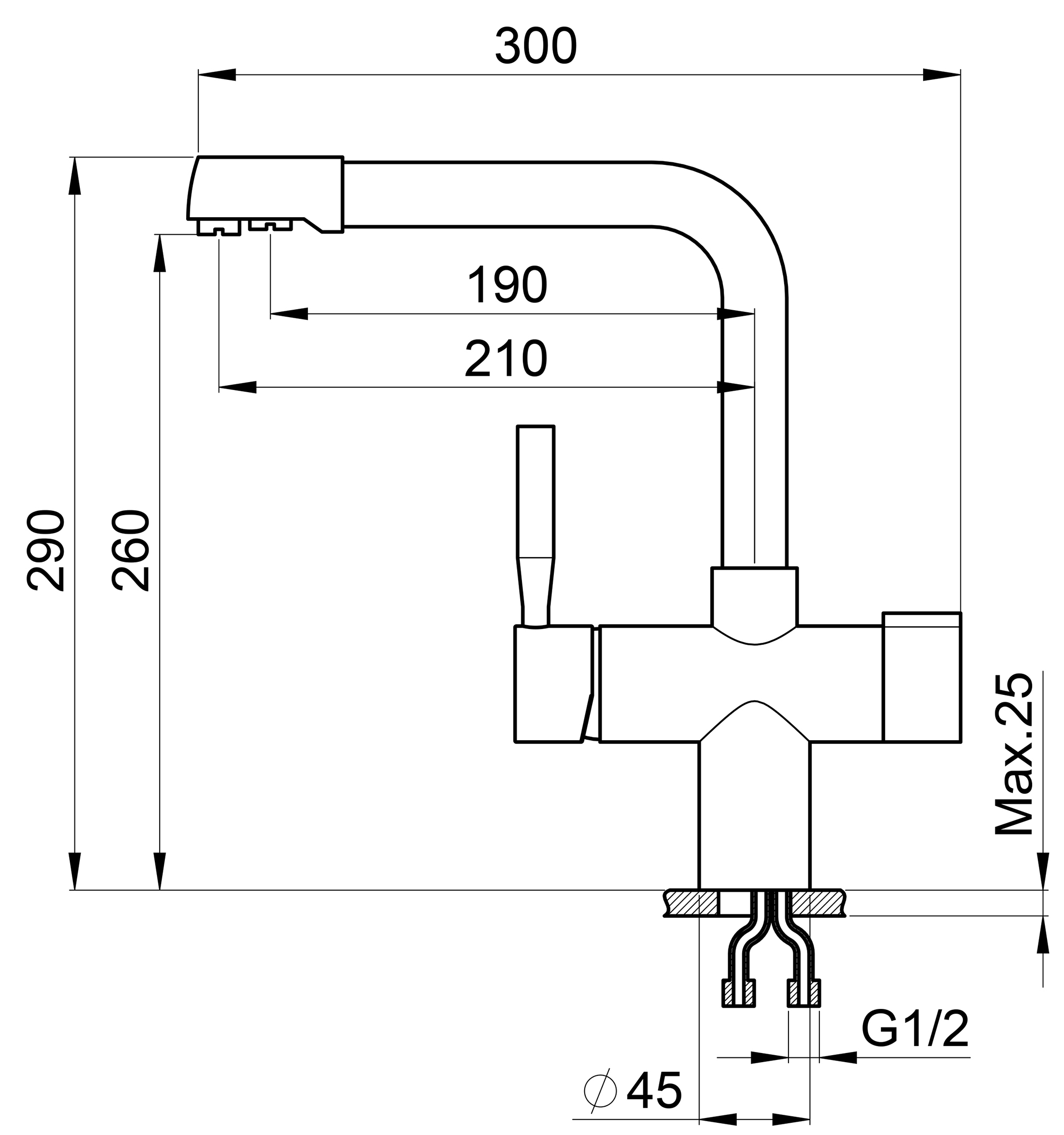Смеситель Granula GR-2088 для кухонной мойки, антик