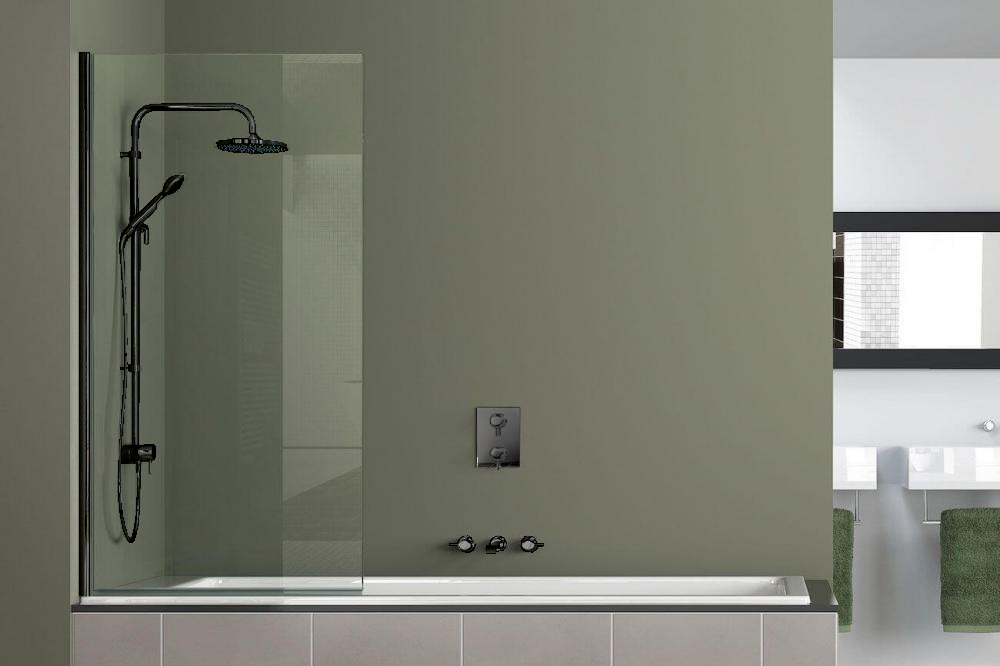 Душевая шторка на ванну Azario Merrit 80х140 см AZ-NF6211-1 800 BLACK профиль черный, стекло прозрачное