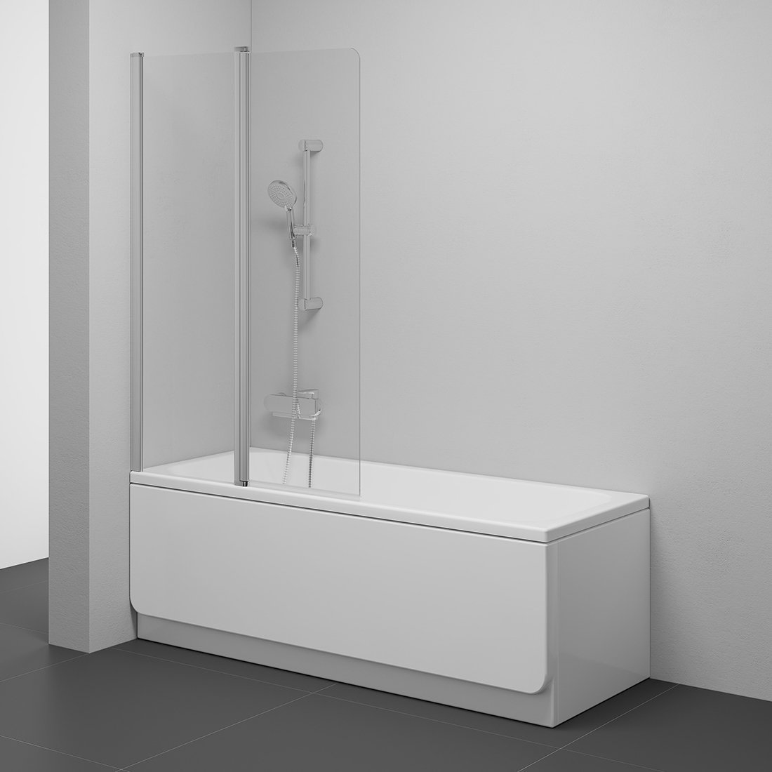Шторка на ванну Ravak CVS2-100 L сатин+ прозрачное стекло, серый