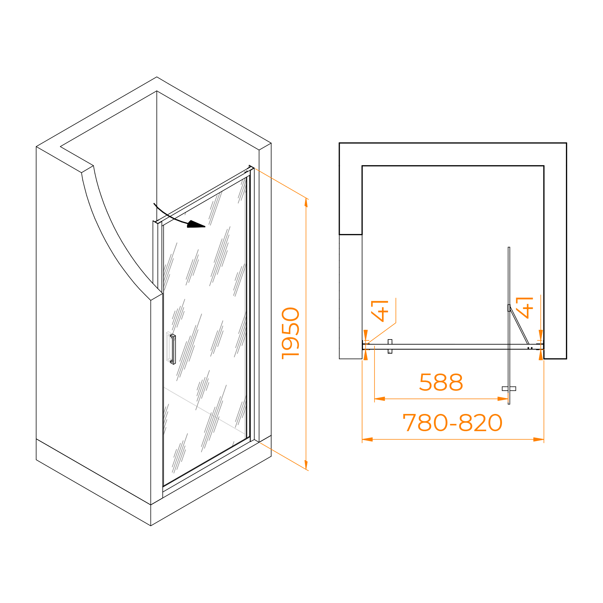 Душевая дверь RGW Stilvoll SV-05-B 80х195 см 70320508-14 профиль черный, стекло прозрачное
